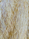 Metallic Eyelash Fabric - Gold - Feather/Eyelash/Fringe Design on Mesh By Yard