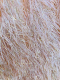 Metallic Eyelash Fabric - Peach - Feather/Eyelash/Fringe Design on Mesh By Yard