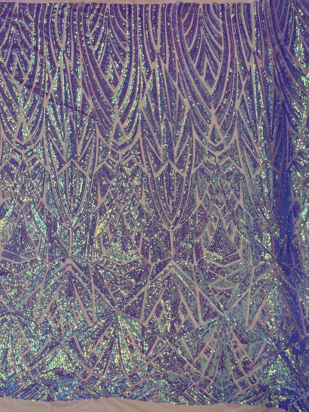 Geometric Fabric - Lilac - Geometric Sequins Pattern Design 4 Way Stretch Sold By Yard