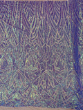 Geometric Fabric - Lilac - Geometric Sequins Pattern Design 4 Way Stretch Sold By Yard