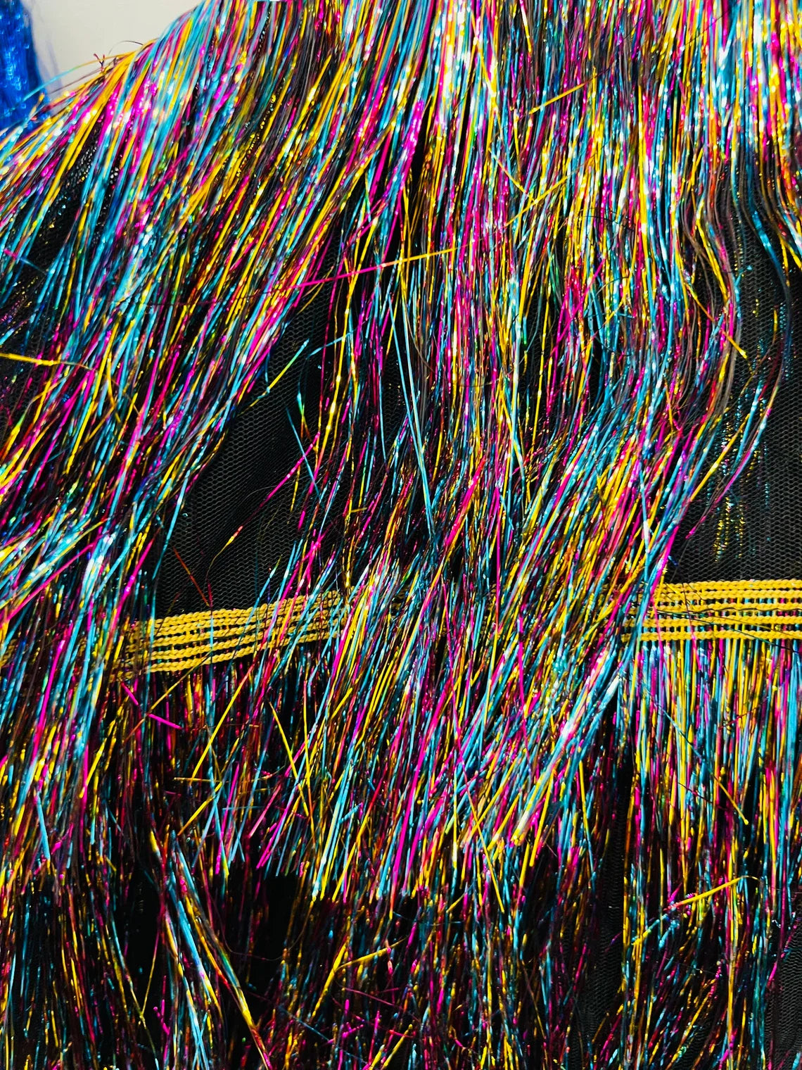 Metallic Fringe Eyelash Design - Multi-Color - Embroidered 2 Way Stretch Fancy Fringe By Yard