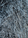 Metallic Eyelash Fabric - Black/Silver - Feather/Eyelash/Fringe Design on Mesh By Yard