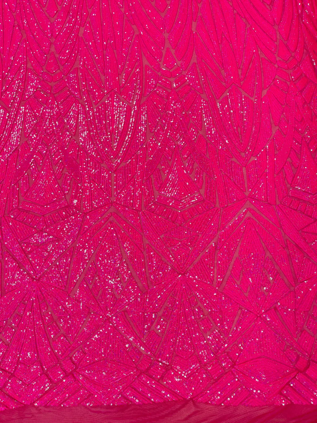 Geometric Fabric - Hot Pink - Geometric Sequins Pattern Design 4 Way Stretch Sold By Yard