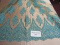 Lace Fabric By The Yard French Design Embroidered Mesh For Bridal Wedding Dress Aqua