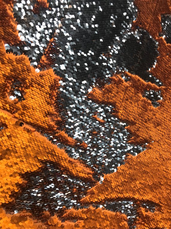 Mermaid Sequins Fabric Reversible 2 Way Stretch Matte Copper Periwinkle Blue Shiny Flip Up By Yard