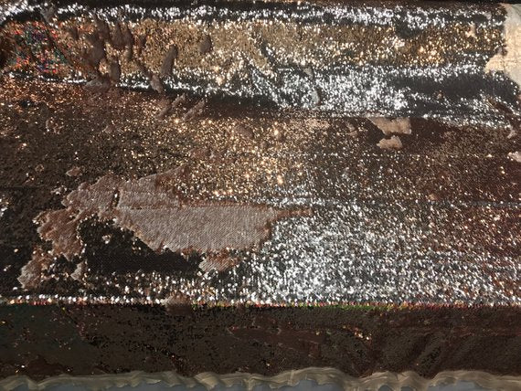 Mermaid Sequins Fabric Reversible 2 Way Stretch Matte-Shiny Rose Gold Flip Up Sequins Fabric By Yard
