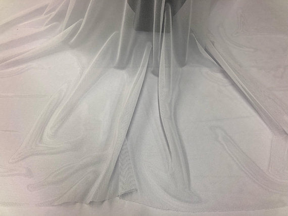 Power Mesh Fabric By The Yard - White  - Nylon Lycra Spandex 4 Way Stretch Apparel Fabric  58"/60"