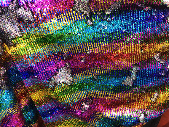reversible sequin fabric dress Purple/turquoise Flip up Sequins Reversible, 2-way Stretch 58/60 Sequins Fabric Dresses-nightgowns-prom Gown