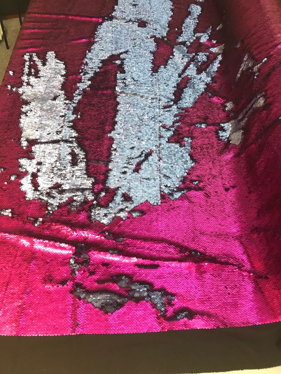 Mermaid Sequins Fabric Reversible 2 Way Stretch Fuchsia Matte Flip Up Sequins Fabric By The Yard