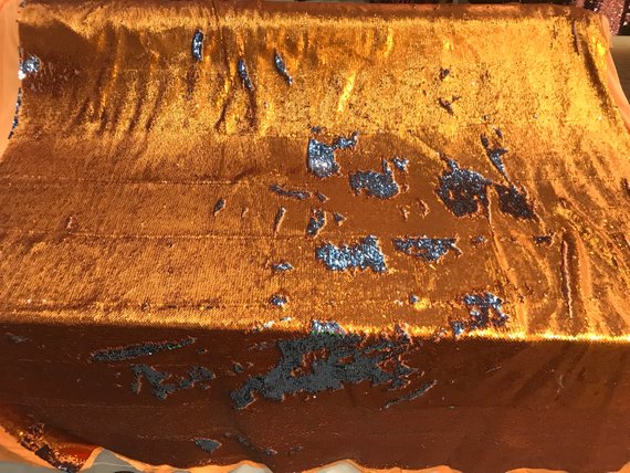 Mermaid Sequins Fabric Reversible 2 Way Stretch Matte Copper Periwinkle Blue Shiny Flip Up By Yard