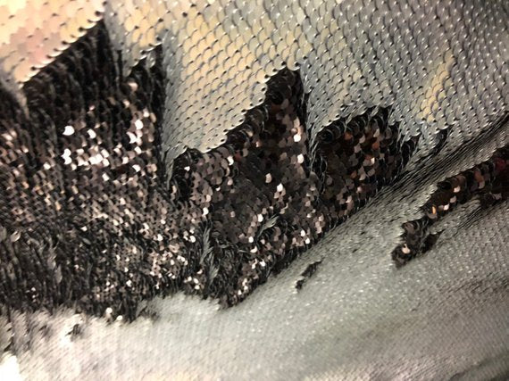 Sequins Fabric Flip Up Sequins Reversible Matte Gray-Black Shiny Dresses-Nightgowns-Prom By The Yard