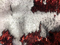 Flip Up Sequins Reversible Red Shiny-Matte White Sequins Fabric Nightgowns-Prom Gown By The Yard