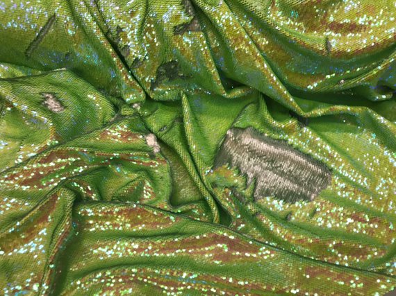 Flip Up Sequins Reversible Neon Green Iridescent/Silver Sequins Fabric Tablecloths-Prom By Yard