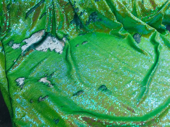 Flip Up Sequins Reversible Neon Green Iridescent/Silver Sequins Fabric Tablecloths-Prom By Yard