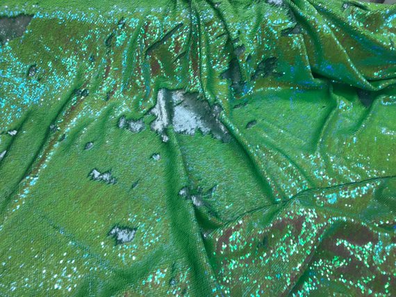 Flip Up Sequins Reversible Neon Green Iridescent/Silver Sequins Fabric Tablecloths-Prom By Yard
