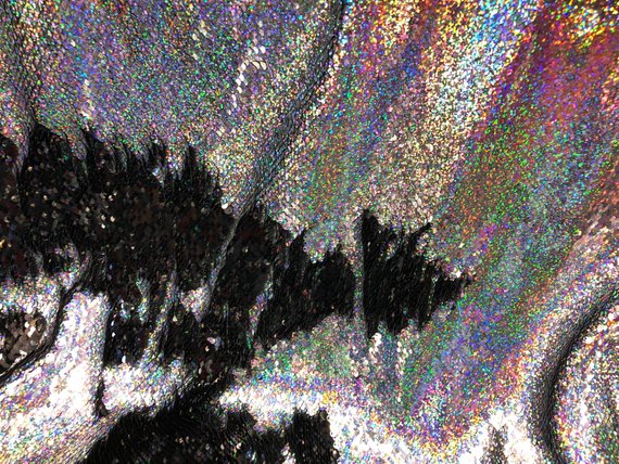 Mermaid Sequins Fabric Black/Silver Hologram Flip up Sequins Reversible Nightgowns-Prom By The Yard