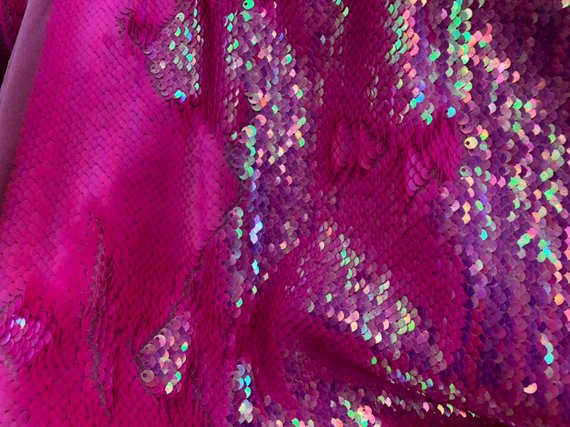 Flip Up Sequins Reversible Neon Hot Pink Shiny-Matte Pink Sequins Fabric Nightgowns-Prom Gown 1 Yard
