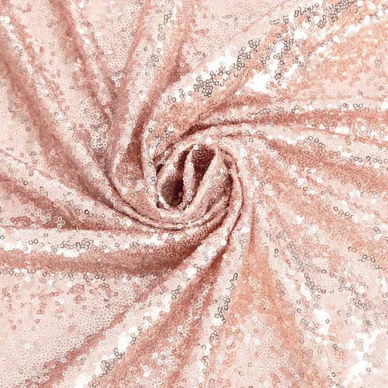 Mini Glitz Sequins - Rose Gold -  Stretch Shiny Sequins Mesh Fabric Sold By The Yard