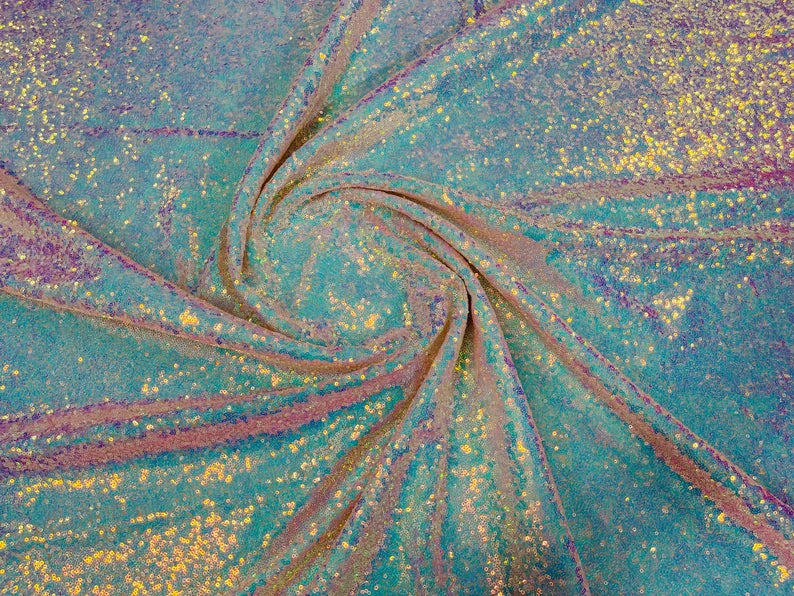 Mini Glitz Sequins - Unicorn -  Stretch Shiny Sequins Mesh Fabric Sold By The Yard
