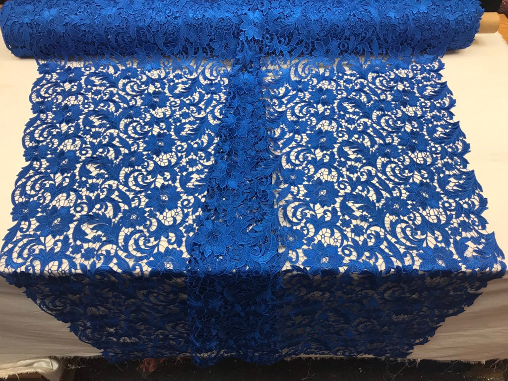 Guipure Lace Fabric Royal Blue - Embroidered Floral Bridal Lace Guipure Wedding Dress By The Yard
