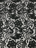 Guipure Lace Fabric - Black - Floral Bridal Lace Guipure By Yard