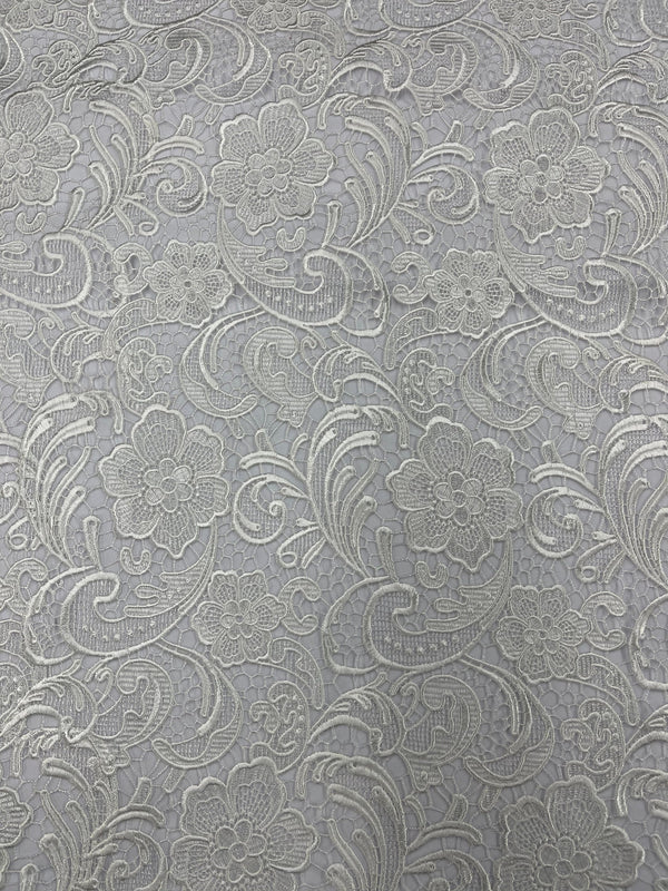 Guipure Lace Fabric - Off-White - Floral Bridal Lace Guipure By Yard