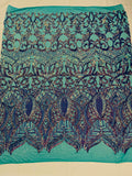 Lavender Iridescent - 4 Way Stretch Embroidered Royalty Sequins Design Fabric By Yard