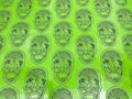 Big Skull Vinyl Fabric - Lime Green - Upholstery Faux Leather 54” Wide By Yard