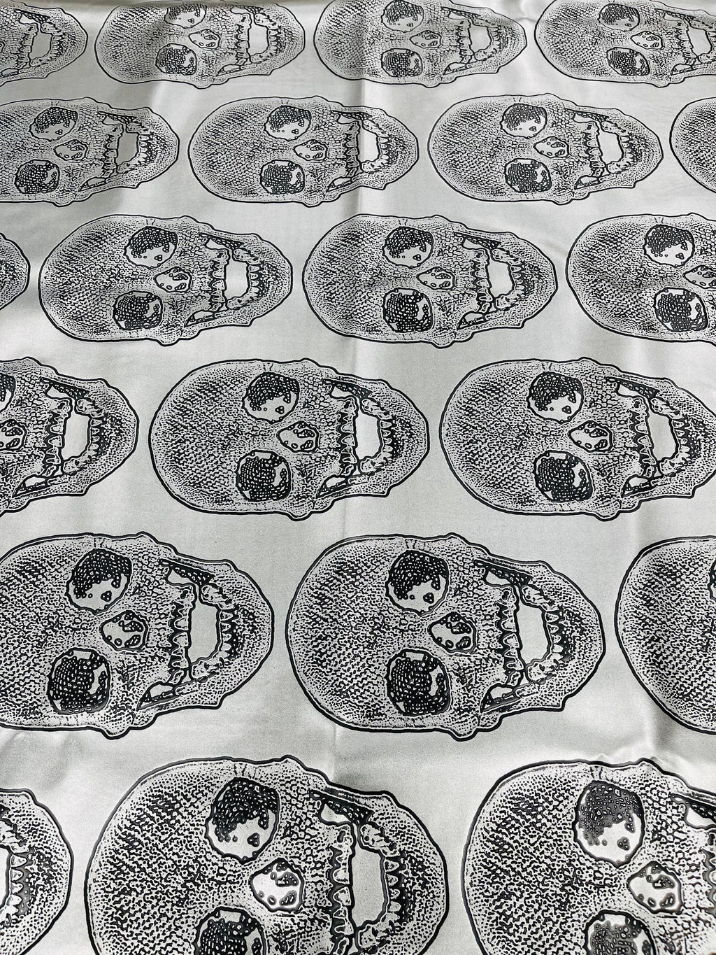 Big Skull Vinyl Fabric - Silver - Upholstery Faux Leather 54” Wide By Yard