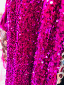 Fuchsia/Magenta Sequin Fabric on Stretch Velvet - by the yard - Sequins 2 Way Stretch  58/60”