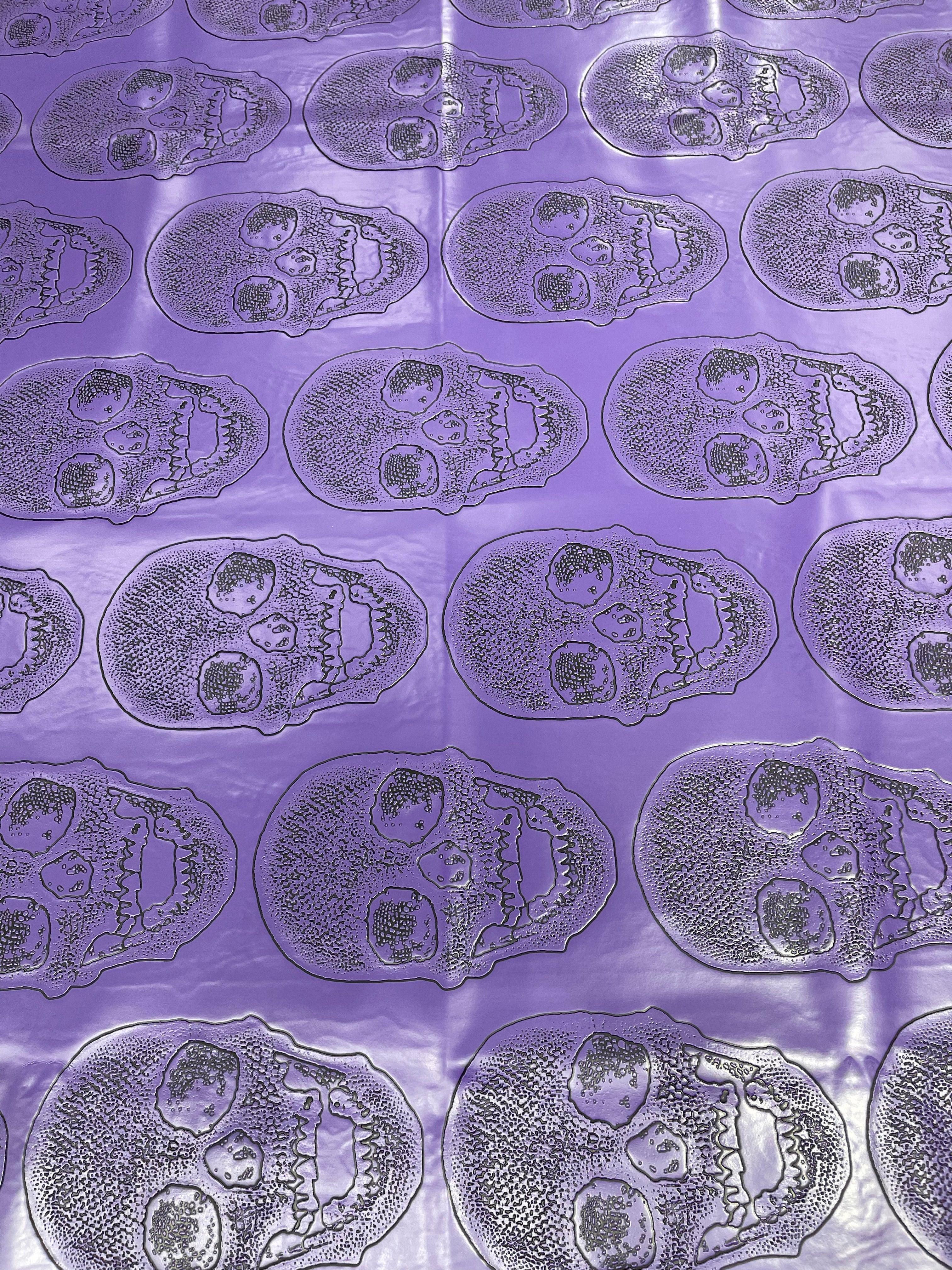 Big Skull Vinyl Fabric - Purple - Upholstery Faux Leather 54” Wide By Yard