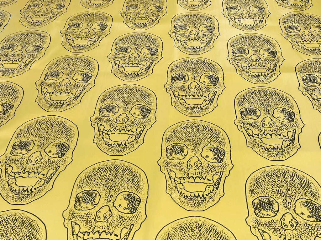 Big Skull Vinyl Fabric - Gold - Upholstery Faux Leather 54” Wide By Yard