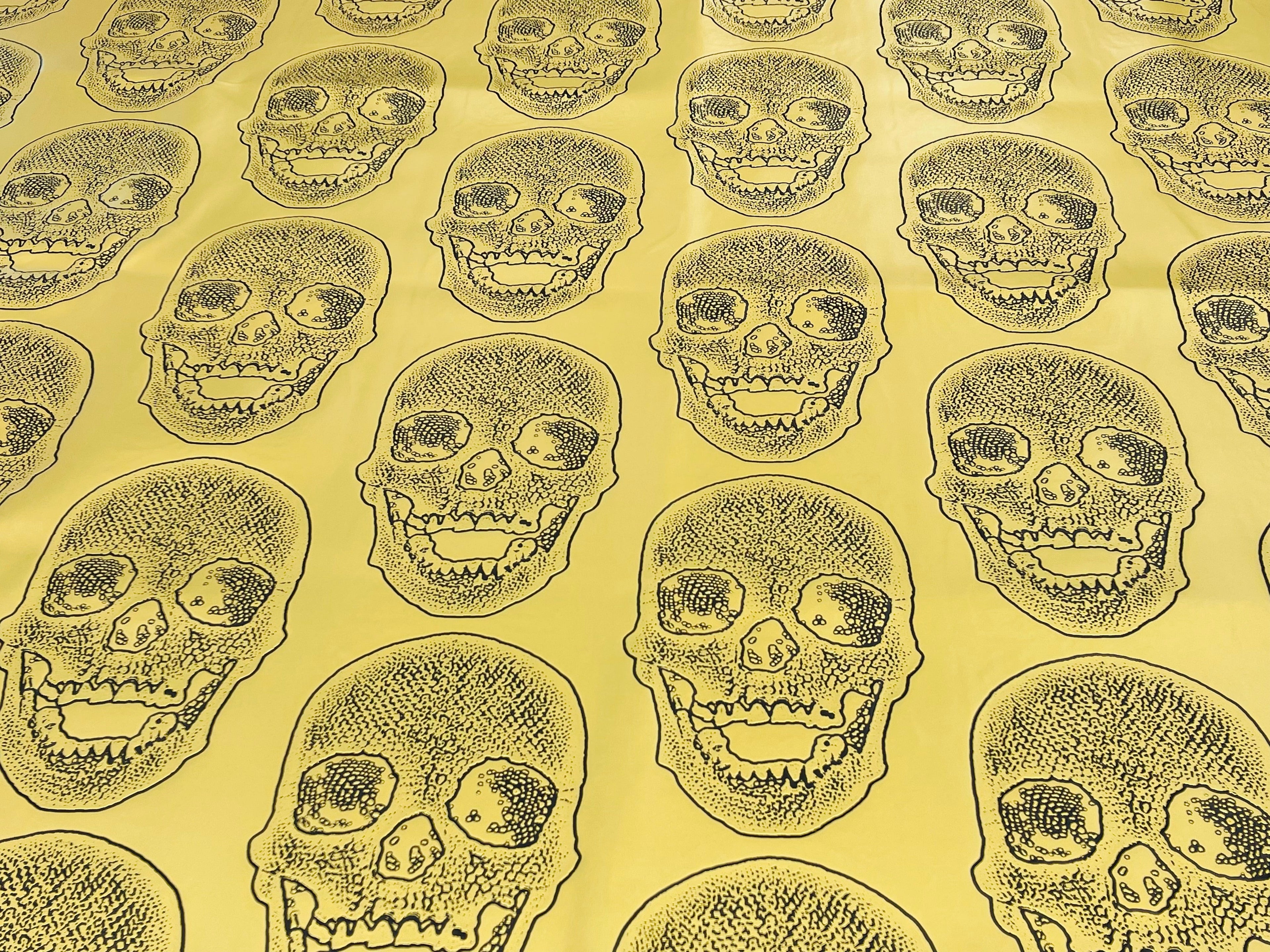 Big Skull Vinyl Fabric - Gold - Upholstery Faux Leather 54” Wide By Yard