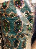 Hunter Green Sequins 4 Way Stretch Fabric Embroidered On Mesh Sold By The Yard