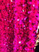 Fuchsia/Magenta Sequin Fabric on Stretch Velvet - by the yard - Sequins 2 Way Stretch  58/60”