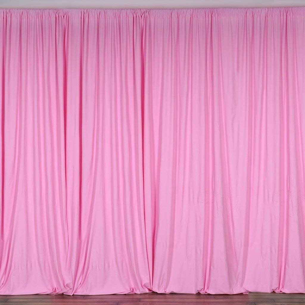 5 Feet x 10 Feet - Pink - Polyester Poplin Backdrop Drape Curtains, Photography Event Decor 1 Pair
