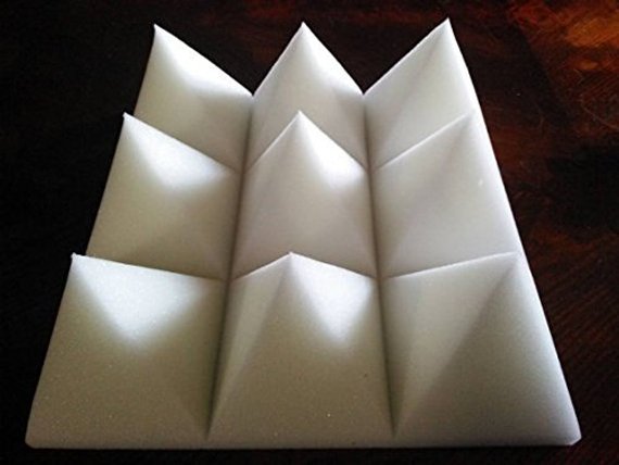 Acoustic Pyramid White 4"X 24"X 24" (12 Pack) Studio Foam Soundproof Acoustical Foam Panels Sound