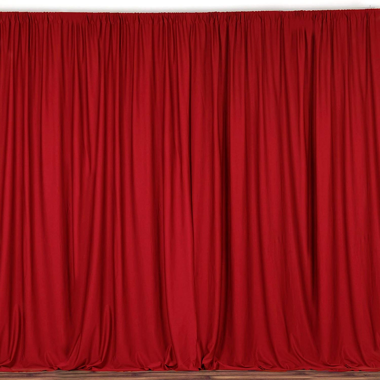 5 Feet x 10 Feet - Red - Polyester Poplin Backdrop Drape Curtains, Photography Event Decor 1 Pair