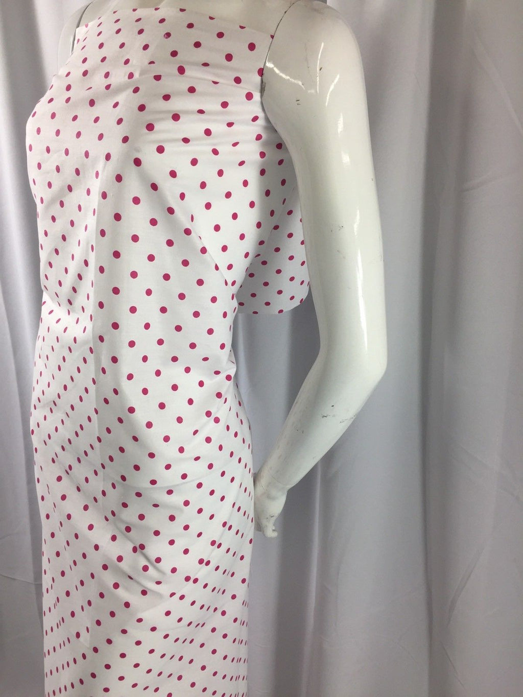 Poly Cotton Print Upholstery & Floral Fabric - White and Black - Polka Dot Print - Sold By The Yard