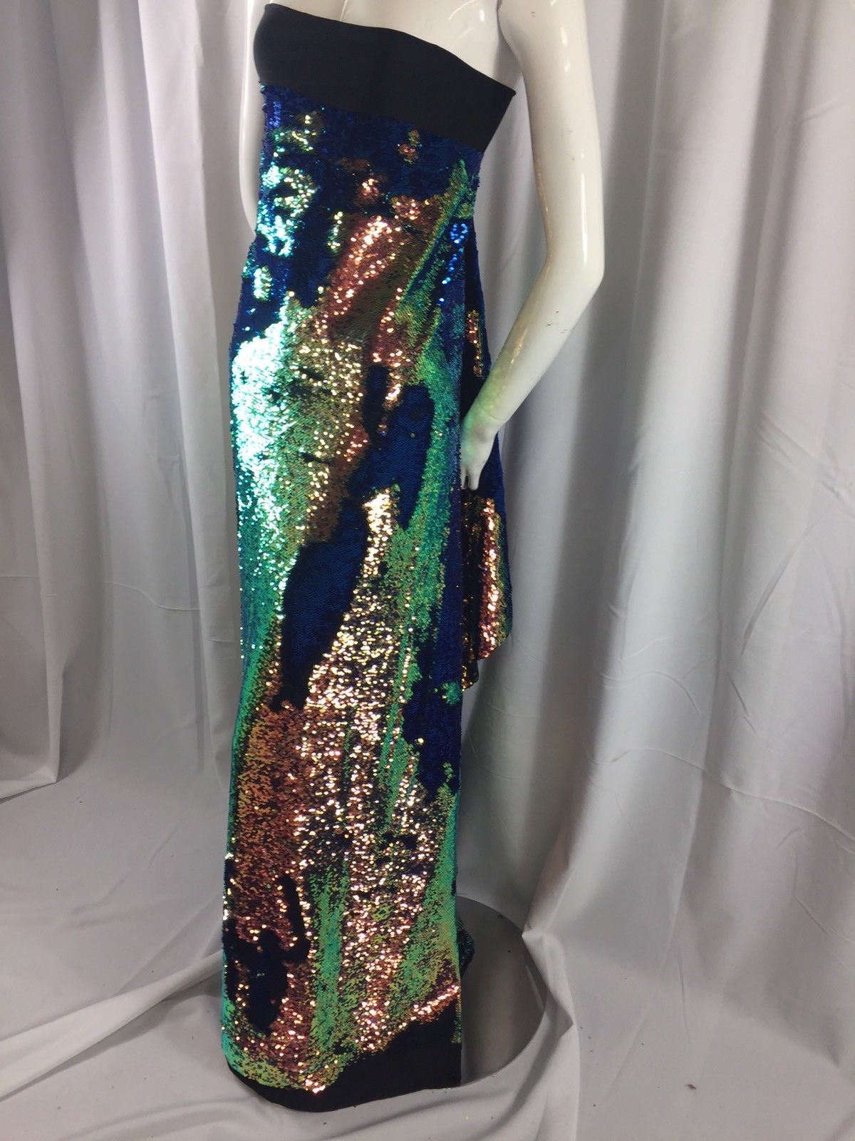 Mermaid Sequins Fabric IRIDESCENT Reversible 2 Way Stretch Royal Shiny Flip Up Sequins By The Yard