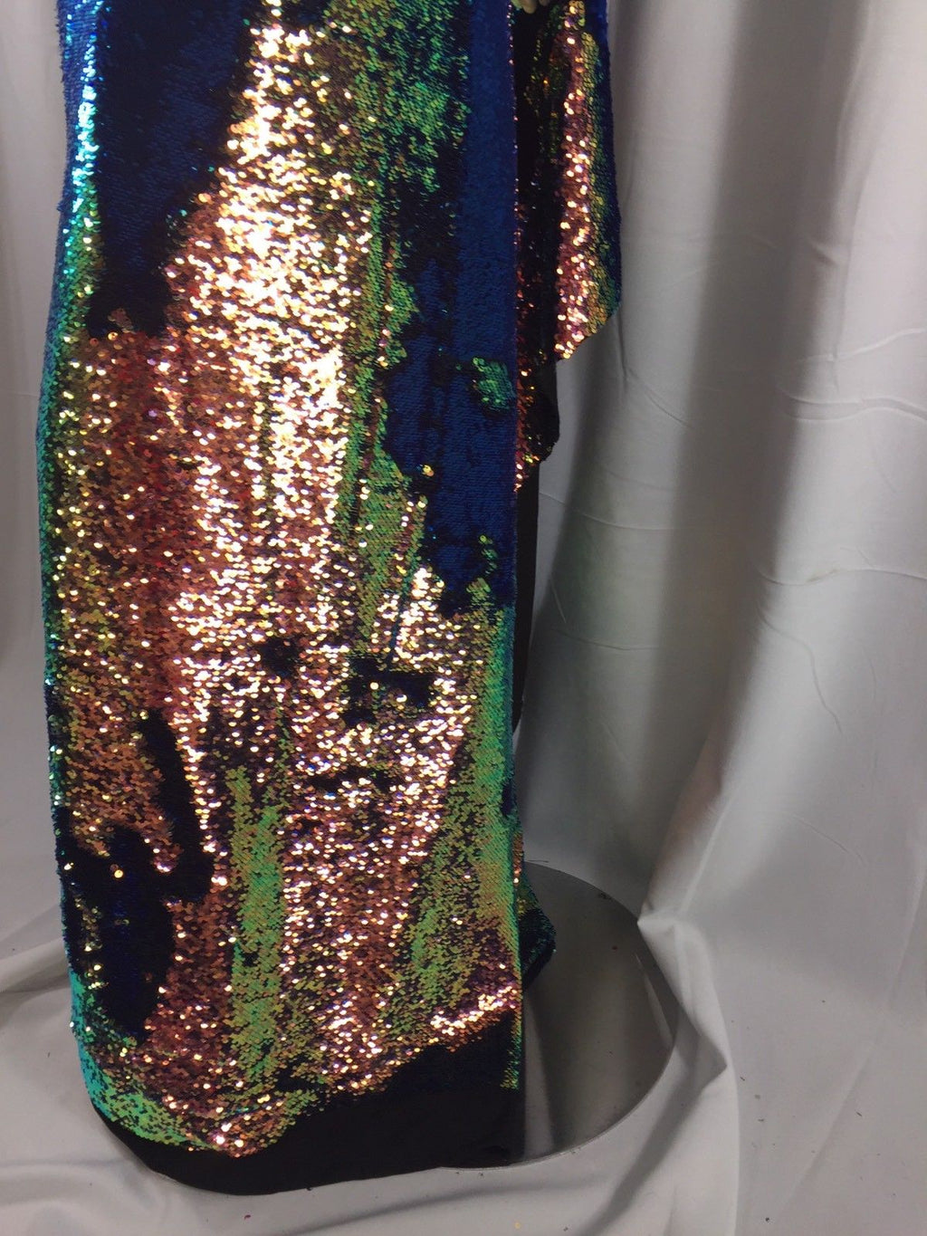 Mermaid Sequins Fabric IRIDESCENT Reversible 2 Way Stretch Royal Shiny Flip Up Sequins By The Yard