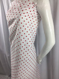 Poly Cotton Print Upholstery & Floral Fabric -White and Red Polka Dot Print - Sold By The Yard