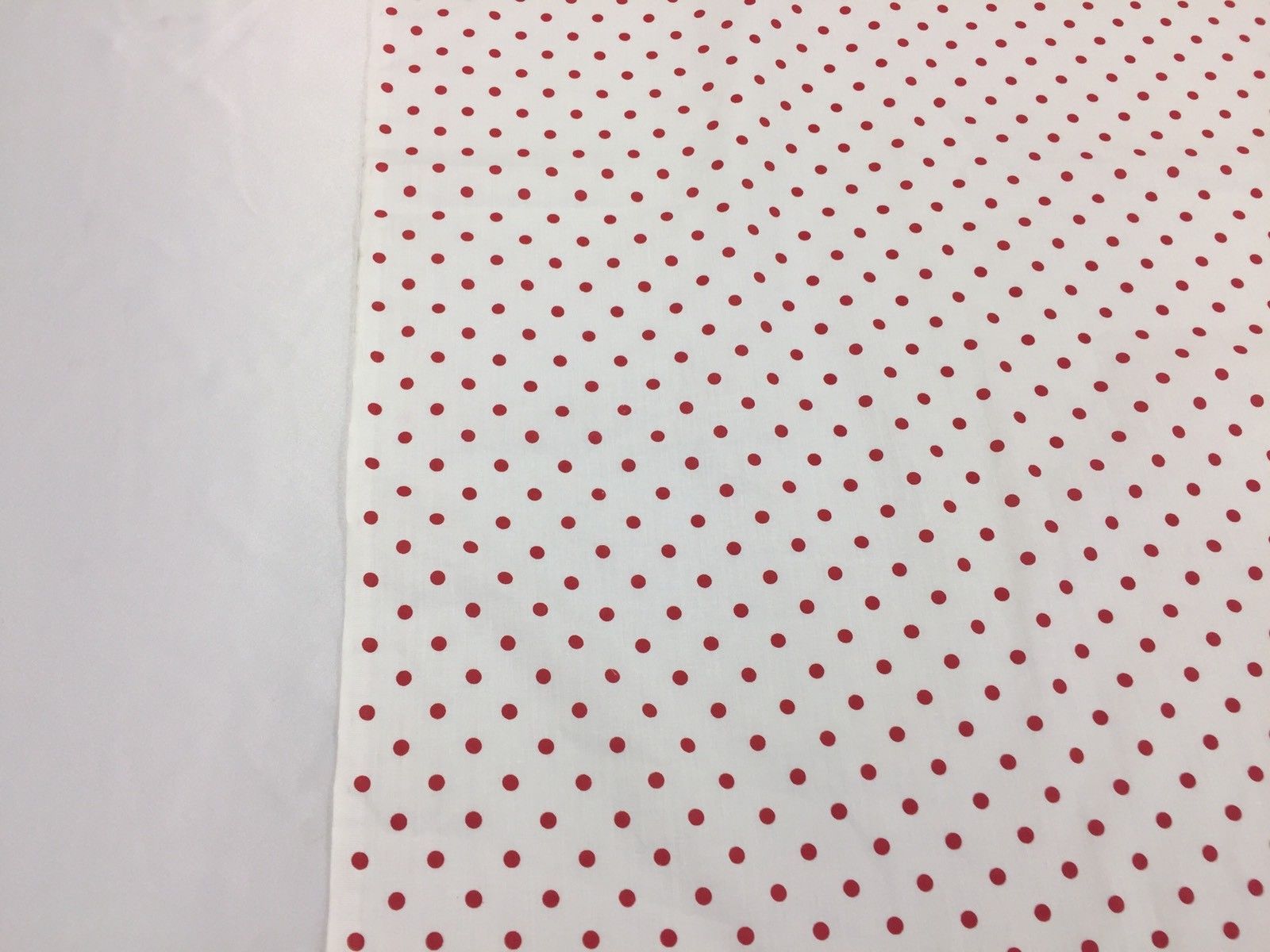 Poly Cotton Print Upholstery & Floral Fabric -White and Red Polka Dot Print - Sold By The Yard