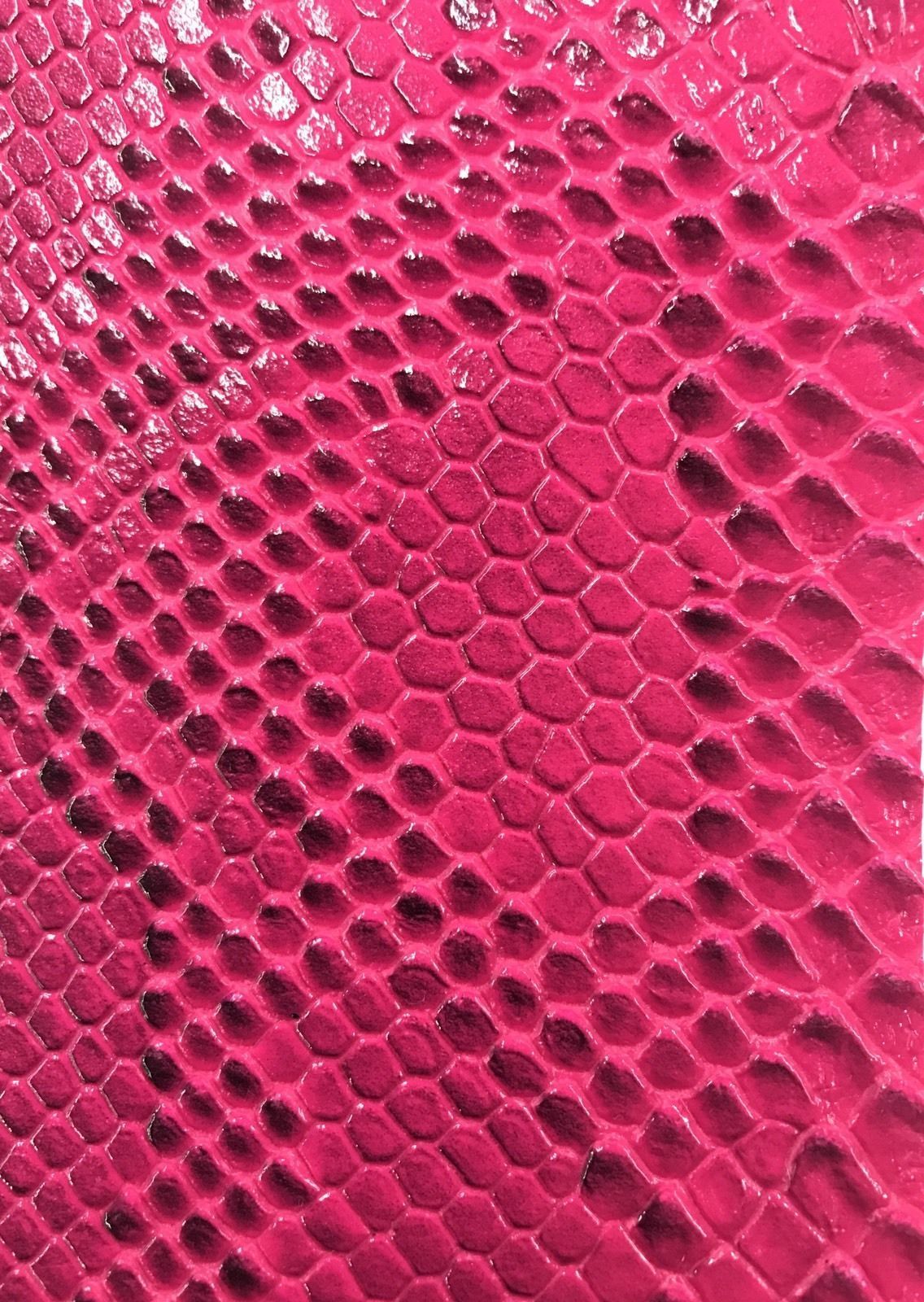 Vinyl Fabric - MAGENTA  Faux Viper Snake Skin Leather Upholstery - 3D Scales - By The Yard
