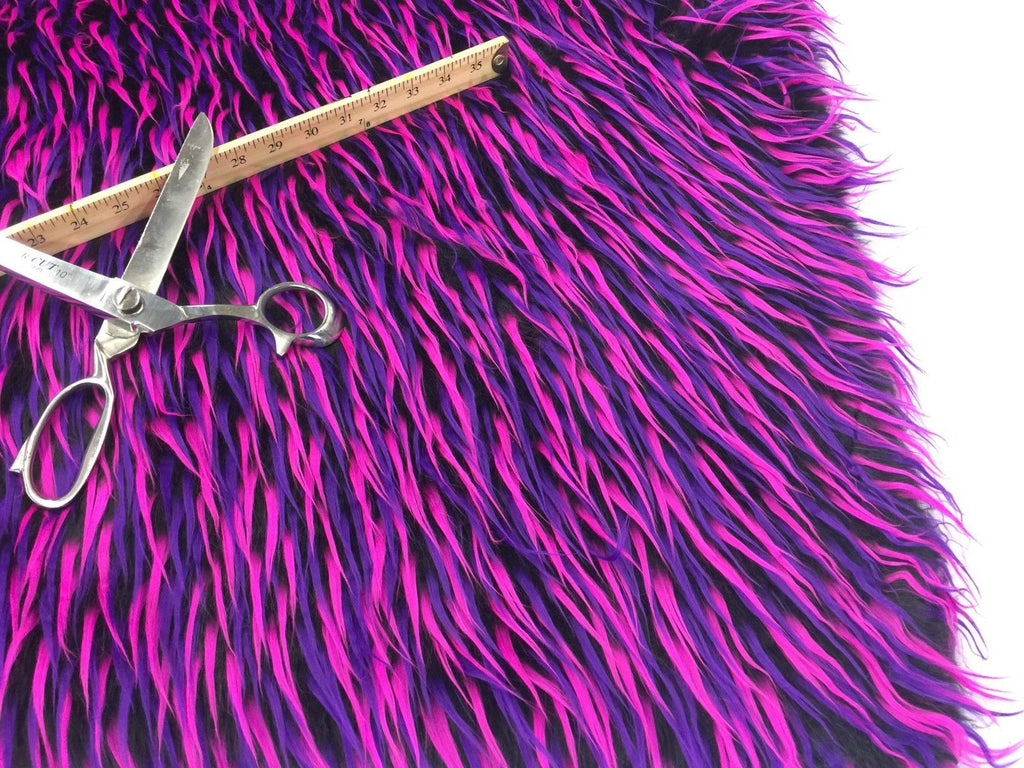 Faux Fur Fabric - Purple and Magenta Decoration Soft Furry Spikes Fabric 60" Wide By The Yard