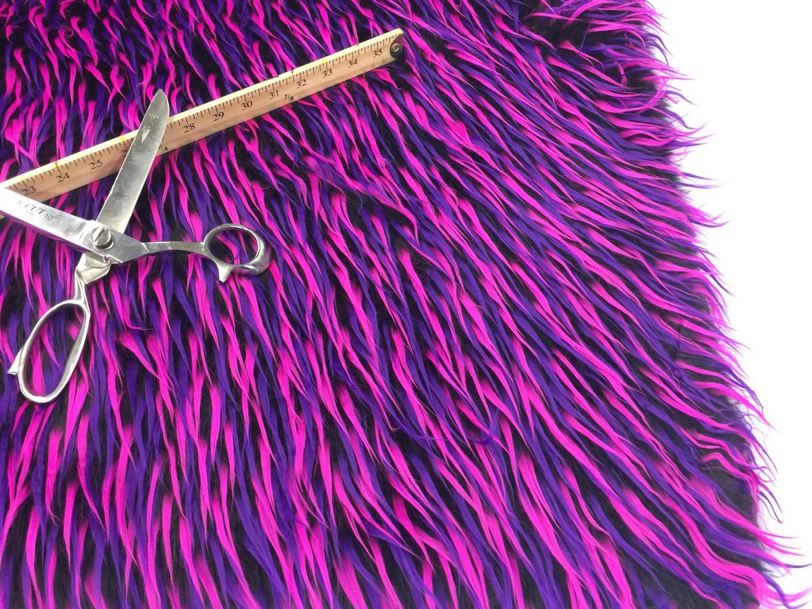 Faux Fur Fabric - Purple and Magenta Decoration Soft Furry Spikes Fabric 60" Wide By The Yard