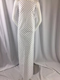 Poly Cotton Print Upholstery & Floral Fabric - White and Black - Polka Dot Print - Sold By The Yard