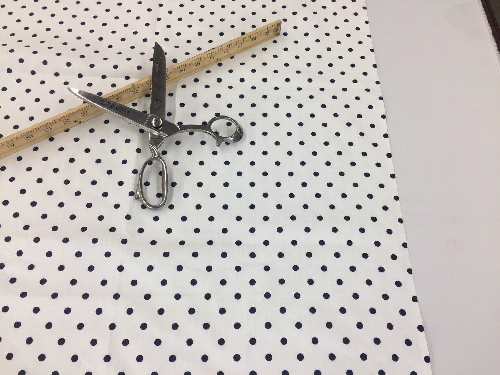 Poly Cotton Print Upholstery & Floral Fabric - White and Black - Polka Dot Print - Sold By The Yard