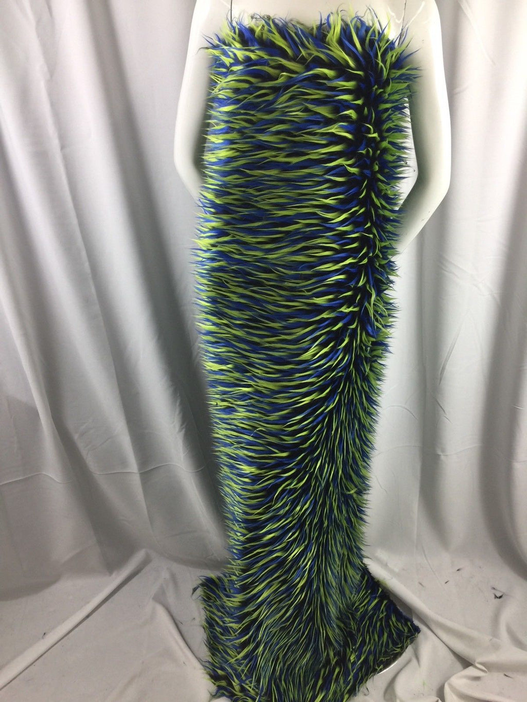 Faux Fur Fabric - Green Two Tone Spikes Multi-Color Decoration 60" Wide Sold By The Yard