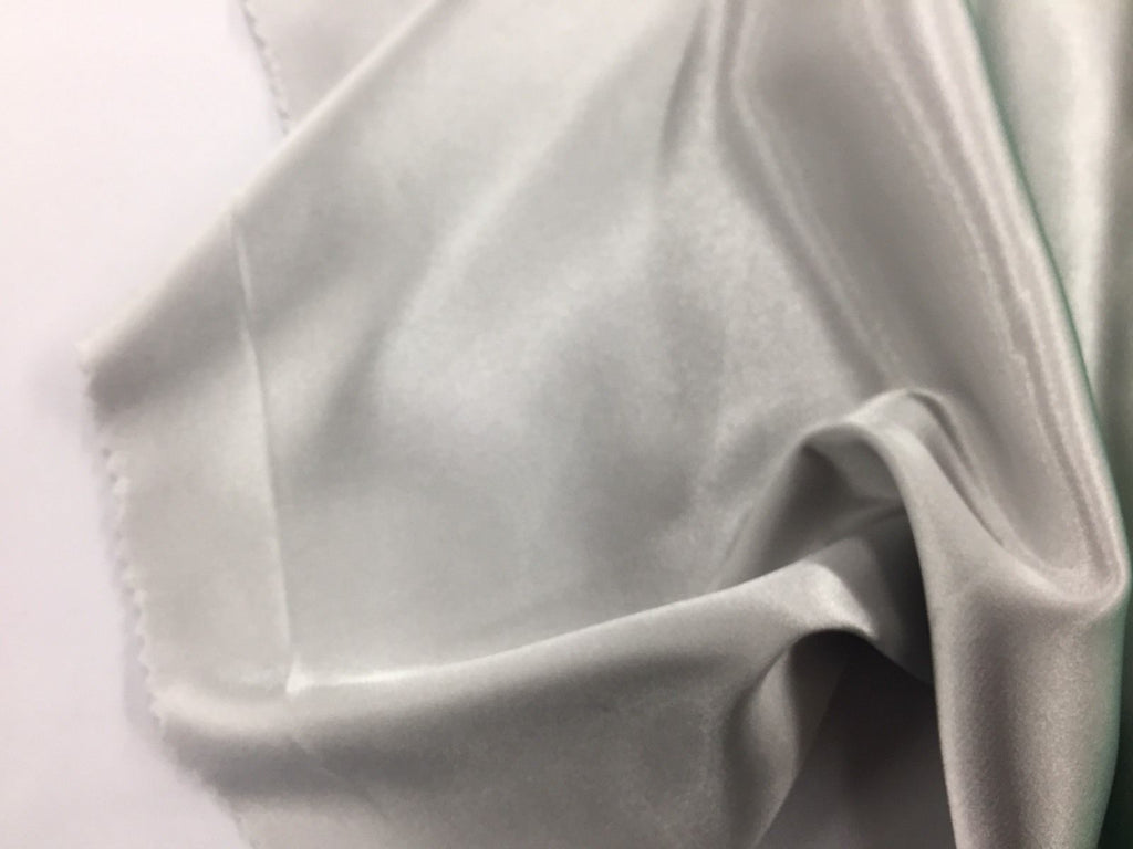 Stretch 60" Charmeuse Satin Fabric - SILVER - Super Soft Silky Satin Sold By The Yard